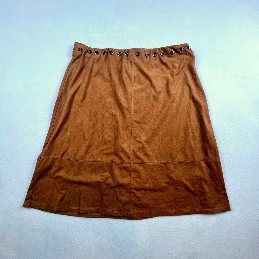 Studio JPR Faux Suede A-Line Skirt Brown Women's Large